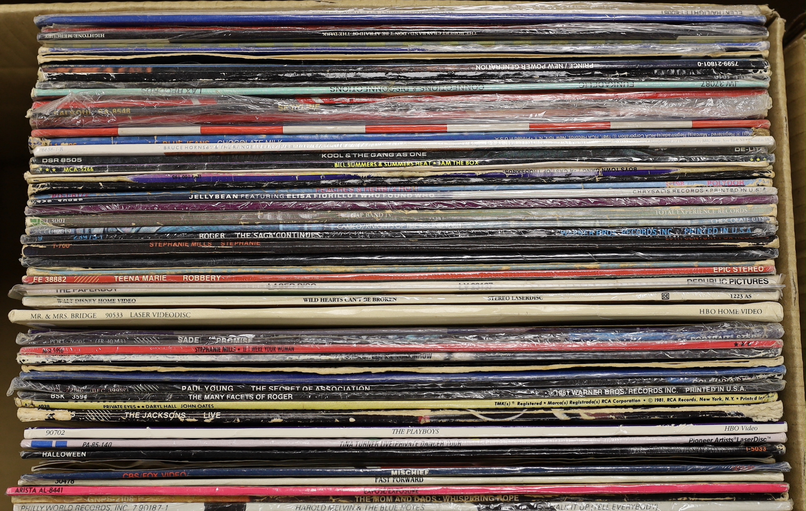 One hundred and forty mostly 1970's/80's LPs, including the time, Frank Zappa, Stevie Wonder, George, Michael, Diana Ross, Paul Young, etc.